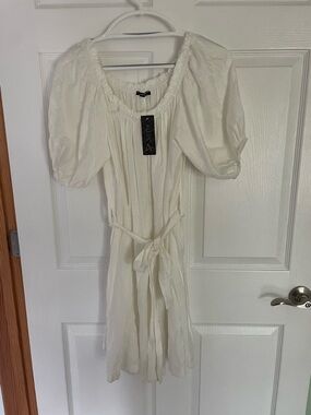 Miss Allos White Puff-Sleeve Dress
